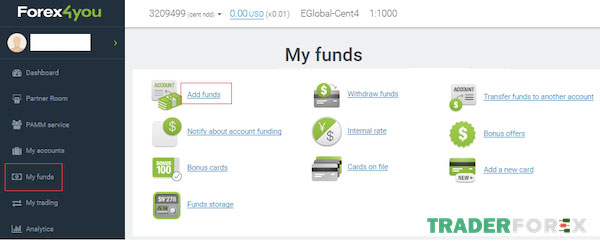 My Funds => Add Funds
