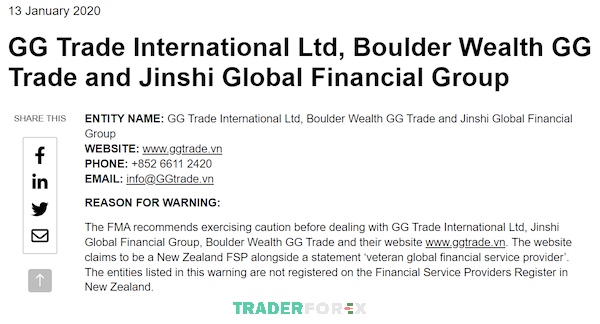 Chính FMA cũng đã liệt kê GGtrade vào danh sách cảnh báo dành cho các trader